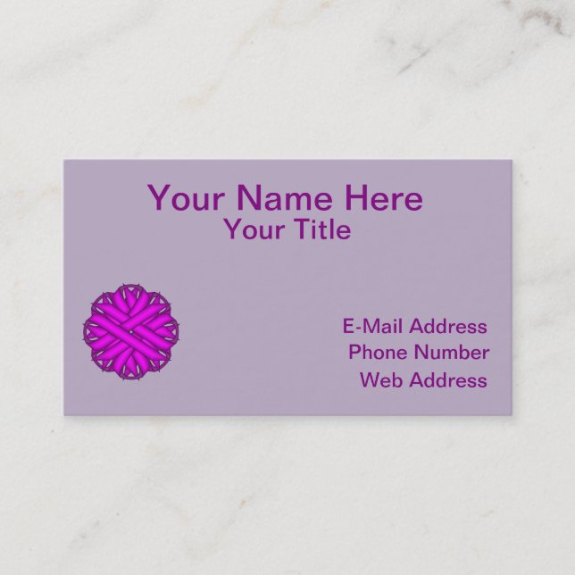Purple Flower Ribbon Business Card (Front)