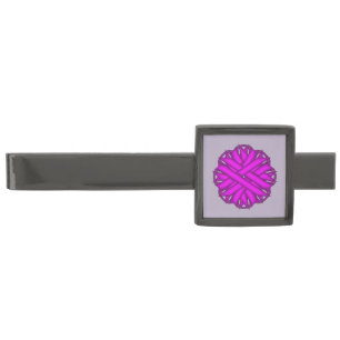 Purple Flower Ribbon by Kenneth Yoncich Gunmetal Finish Tie Clip