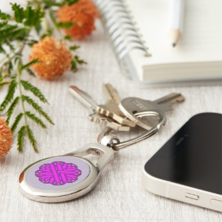 Purple Flower Ribbon by Kenneth Yoncich Keychain