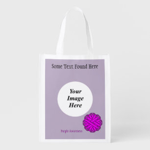 Purple Flower Ribbon Template by Kenneth Yoncich Grocery Bag