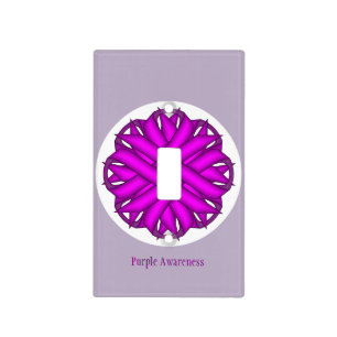 Purple Flower Ribbon Template by Kenneth Yoncich Light Switch Cover