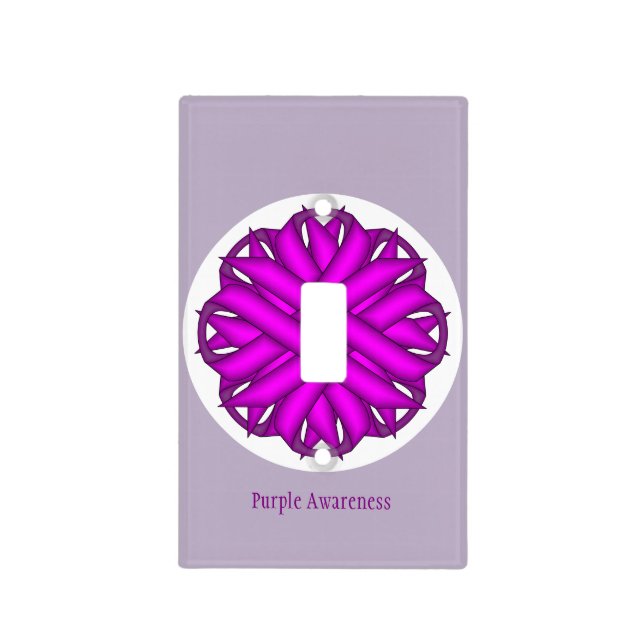 Purple Flower Ribbon Template by Kenneth Yoncich Light Switch Cover (Front)