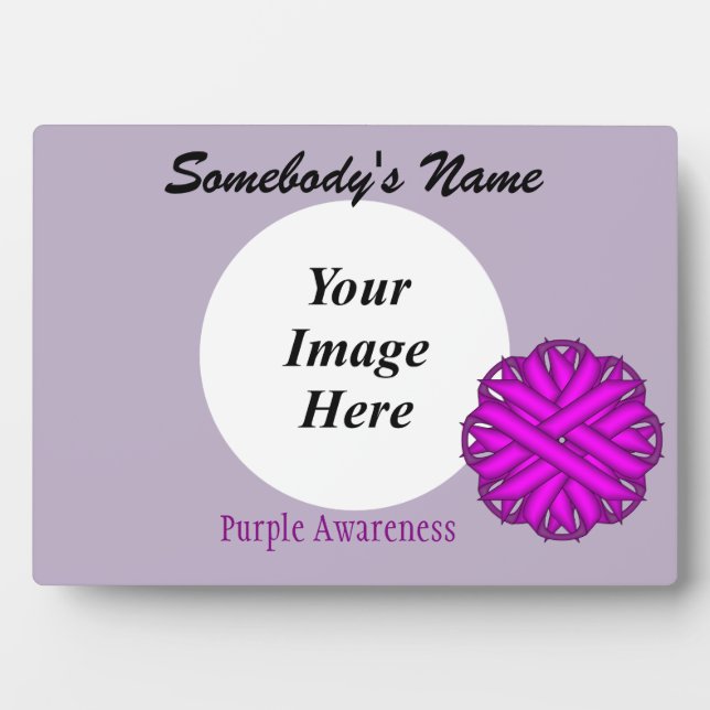 Purple Flower Ribbon Template by Kenneth Yoncich Plaque (Front)