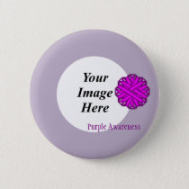 Purple Flower Ribbon Template Pinback Button