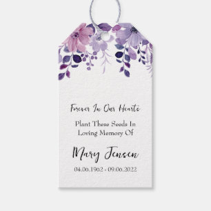 Purple Flower Seed Packet Memorial Funeral  Gift Tags