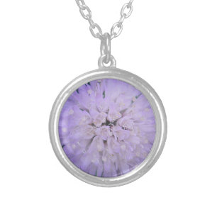 Purple flower silver plated necklace