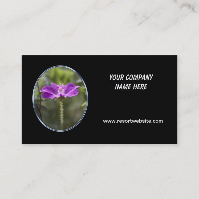 purple flower simple,eleant black business card. business card (Front)