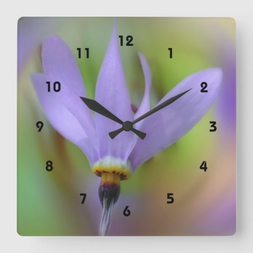 Purple Flower Square Wall Clock