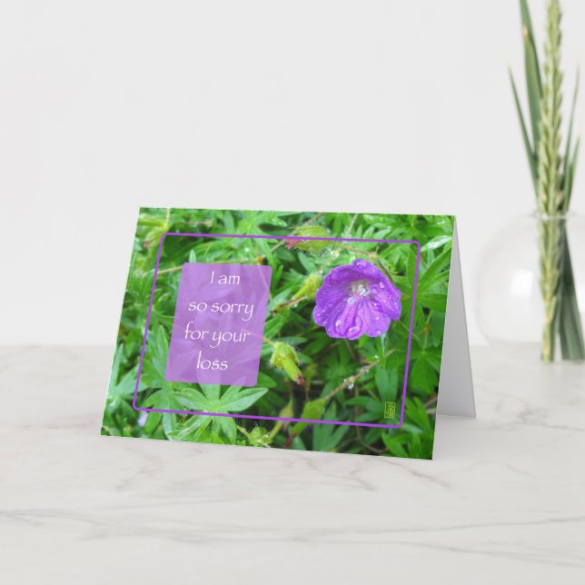 Purple Flower Sympathy horizontal Card (Front)