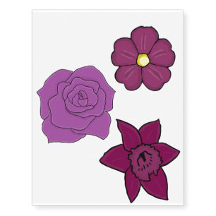 Purple flower temporary tattoos
