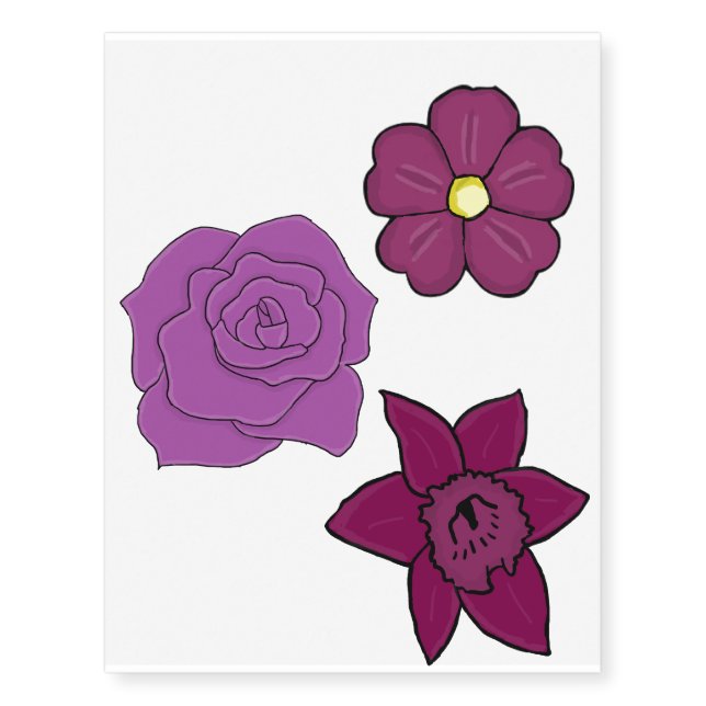 Purple flower temporary tattoos (Front)