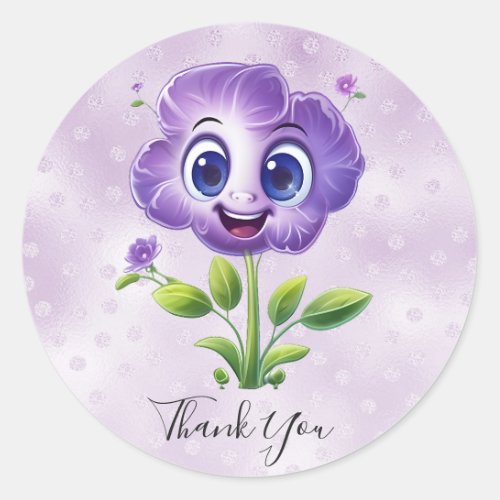 Purple Flower Thank You Sticker