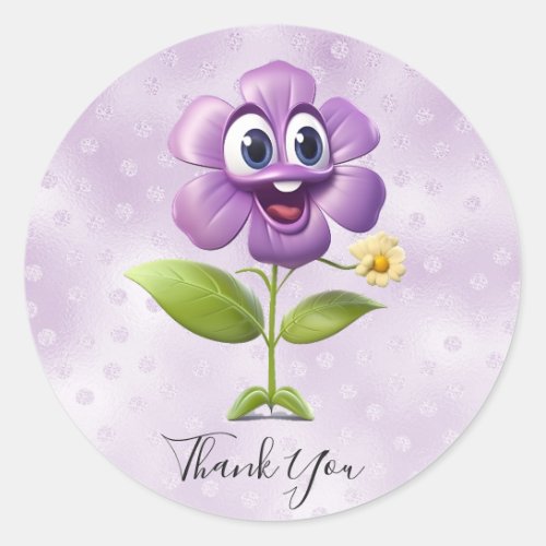 Purple Flower Thank You Sticker