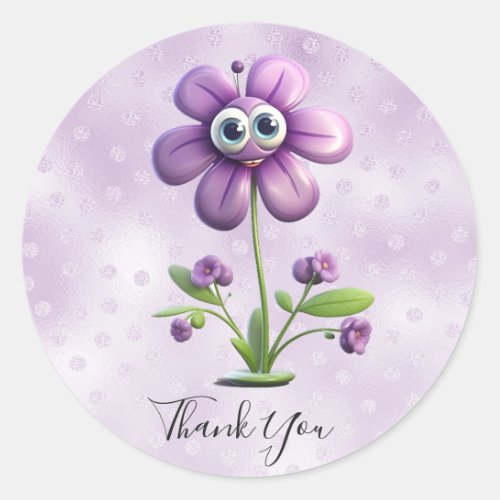 Purple Flower Thank You Sticker