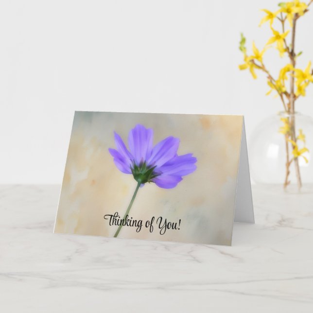 Purple Flower Thinking of You Care Card (Yellow Flower)
