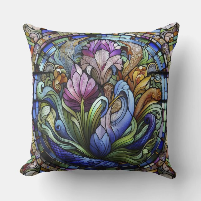 Purple Flower Throw Pillow (Front)