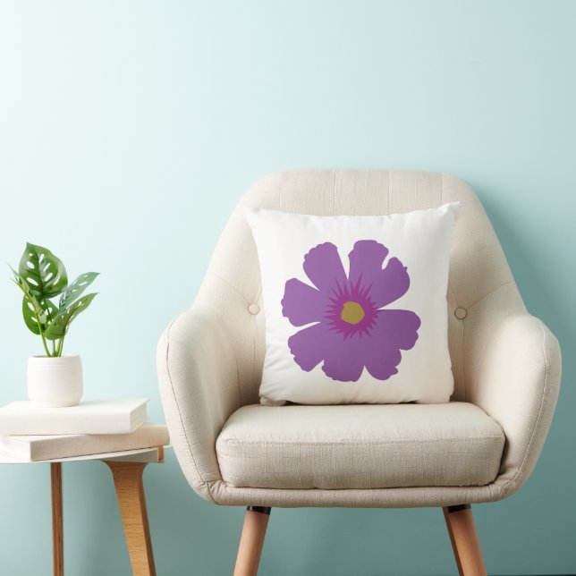 Purple Flower Throw Pillow (Chair)