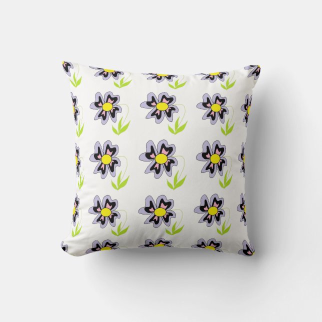 PURPLE FLOWER THROW PILLOW (Front)