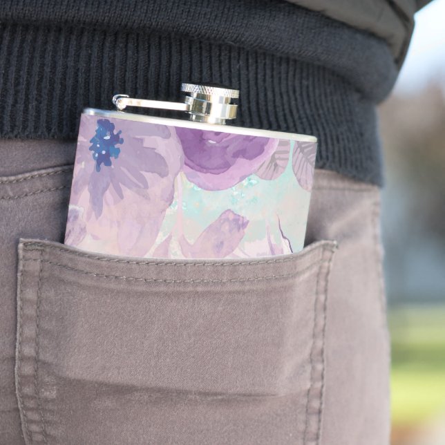 Purple Flower Vinyl-Wrapped Flask (In Situ)