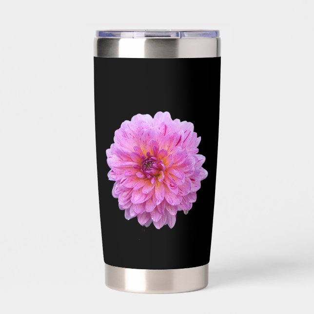 Purple Flower Water Bottle Insulated Tumbler (Front)