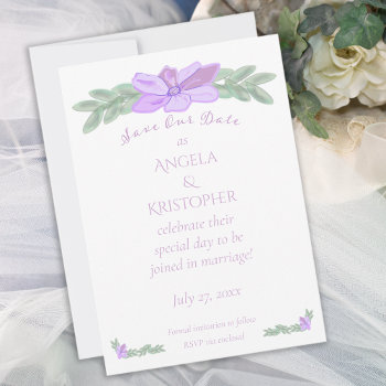 Purple Flower Watercolor Save Our Date / Save The Date by vh_creativephoto at Zazzle
