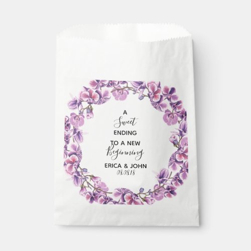 purple flower Wedding Favor Bag Sweet Ending