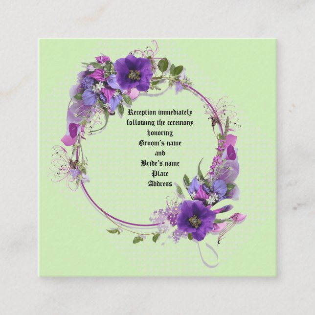 Purple Flower Wedding Ring Wedding Enclosure Card (Front)