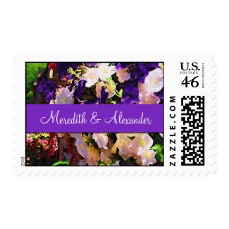 Purple Flower Wedding Stamps