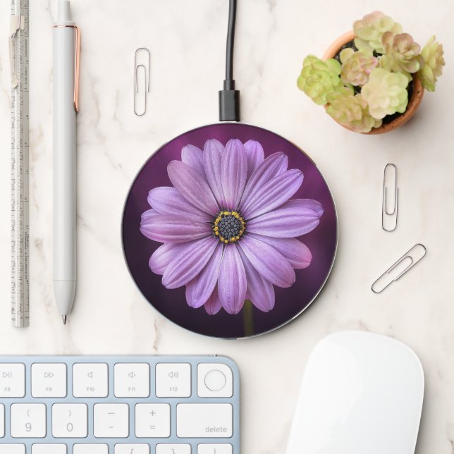 Purple Flower Wireless Charger (Desk)