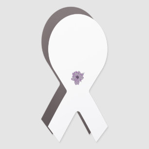 Purple flower with gray polka dot pattern and blac car magnet