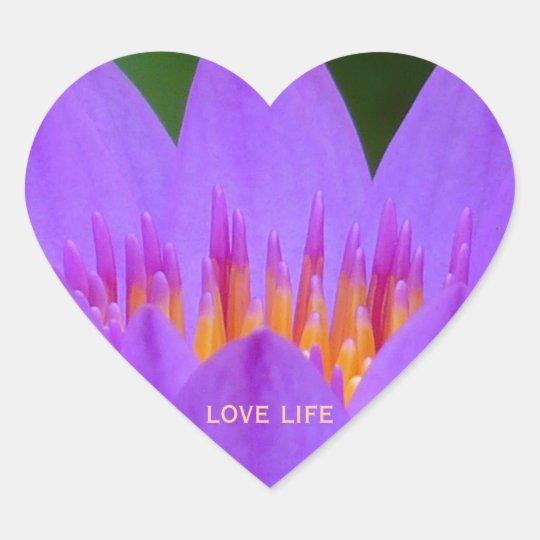 Purple Flower with Life Quote Heart Sticker