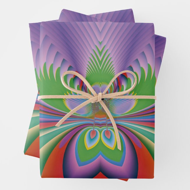 Purple Flower Wrapping Paper Sheets (In situ)