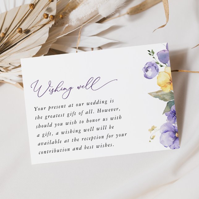 Purple Flower, Yellow Flower, Wedding Wishing Well Enclosure Card (Creator Uploaded)