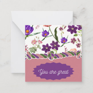 Purple Flower You are Great Flat Note Card
