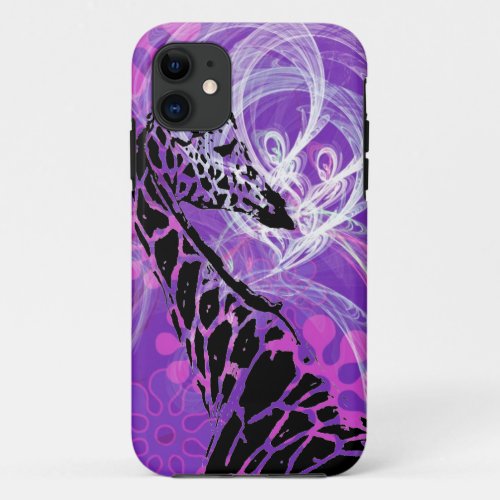 Purple Flowered Giraffe iPhone 11 Case