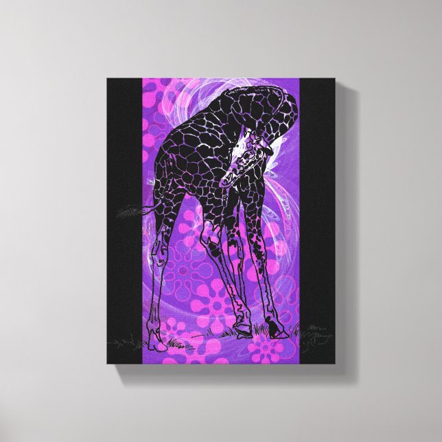 Purple Flowered Giraffe III ~ Wrapped Canvas Print (Front)