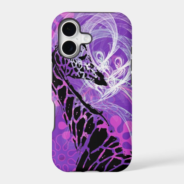 Purple Flowered Giraffe Iphone Case (Back)