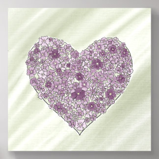 Purple flowered heart photo tile