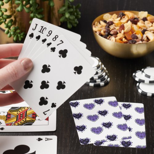 Purple Flowered Hearts Playing Cards
