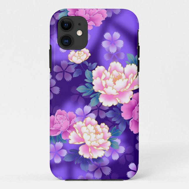 Purple Flowered iPhone Case (Back)