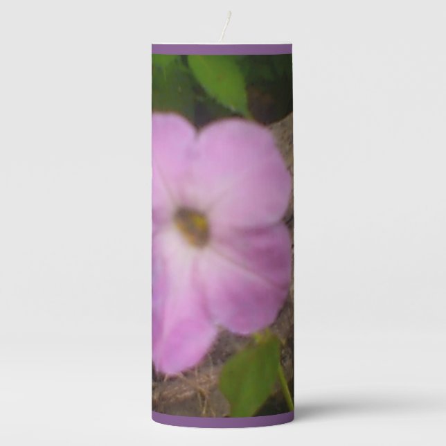Purple Flowering 3 x 8 Pillar Candle (Front)