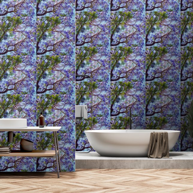 Purple Flowering Jacaranda Tree Oil Paint, Wallpaper (Bathroom)