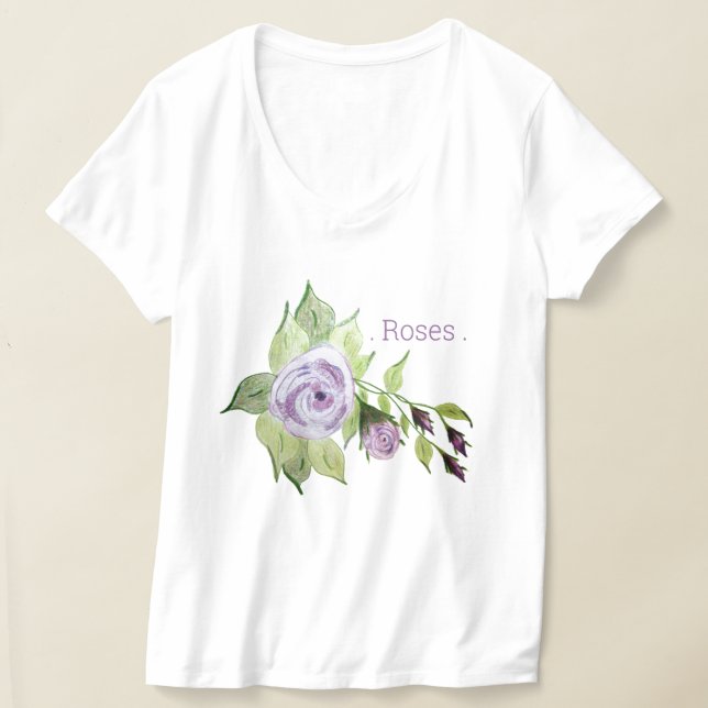Purple Flowering Roses T-Shirt (Laydown)