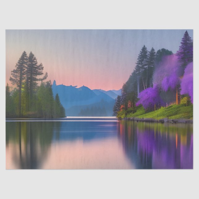 Purple Flowering Trees in the Bay  Tissue Paper (Front)