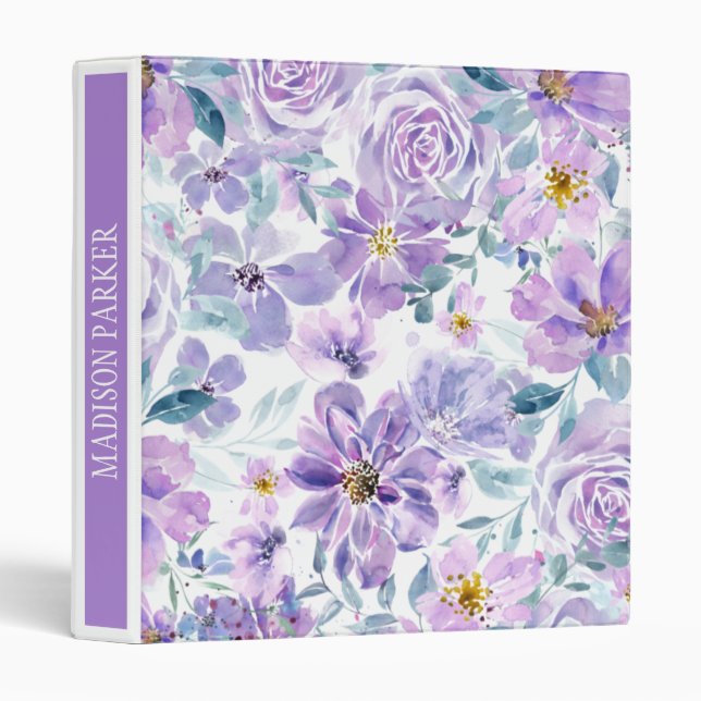 Purple Flowers  3 Ring Binder (Front/Spine)