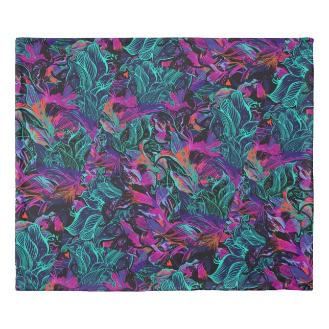 Purple Flowers - Abstract Art Flower Duvet Cover (Front)