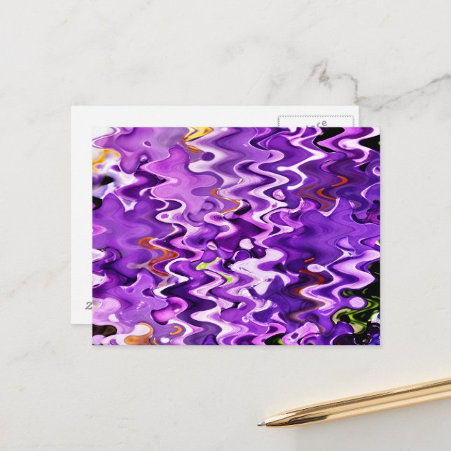 PURPLE FLOWERS ABSTRACT POSTCARD (Front/Back In Situ)