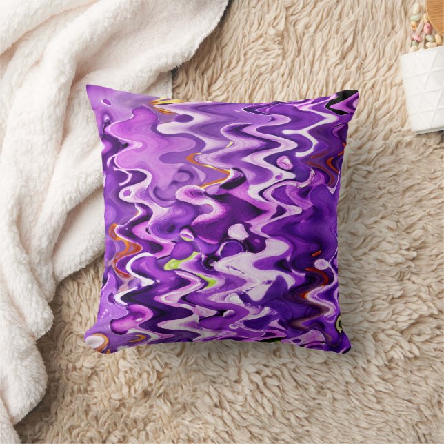 PURPLE FLOWERS ABSTRACT THROW PILLOW (Blanket)