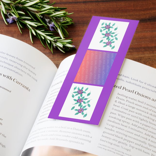Purple Flowers and Add Photo Custom Bookmarks (Book)