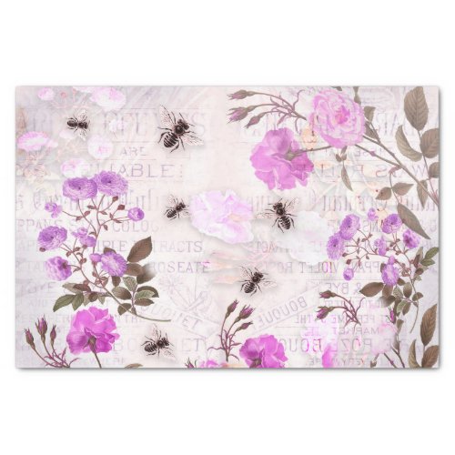 Purple Flowers and Bees  Tissue Paper